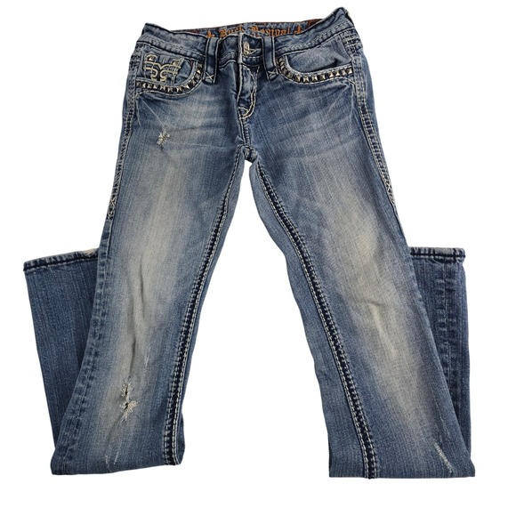 Rock Revival Liberty Boot Cut Women's Embellished Studded Jeans size 26 - Picture 1 of 12